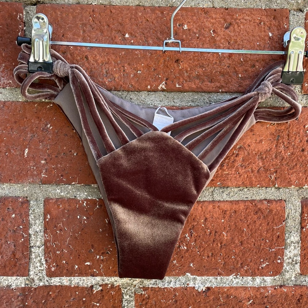 San Lorenzo Velvet Bikini Bottom - Rich Brown